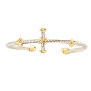 Two-Tone Twisted Cable Cuff Bracelet